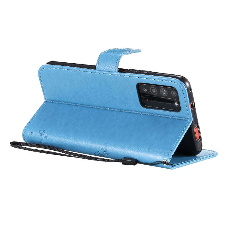 For Huawei Honor X10 5G Tree & Cat Embossed Pattern Horizontal Flip Leather Case with Holder & Ca...