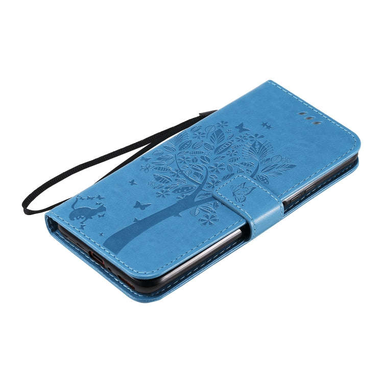 For Huawei Honor X10 5G Tree & Cat Embossed Pattern Horizontal Flip Leather Case with Holder & Ca...