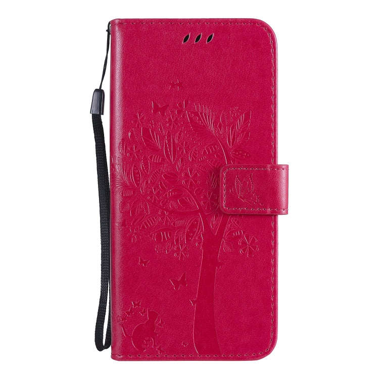 For Huawei Honor X10 5G Tree & Cat Embossed Pattern Horizontal Flip Leather Case with Holder & Ca...