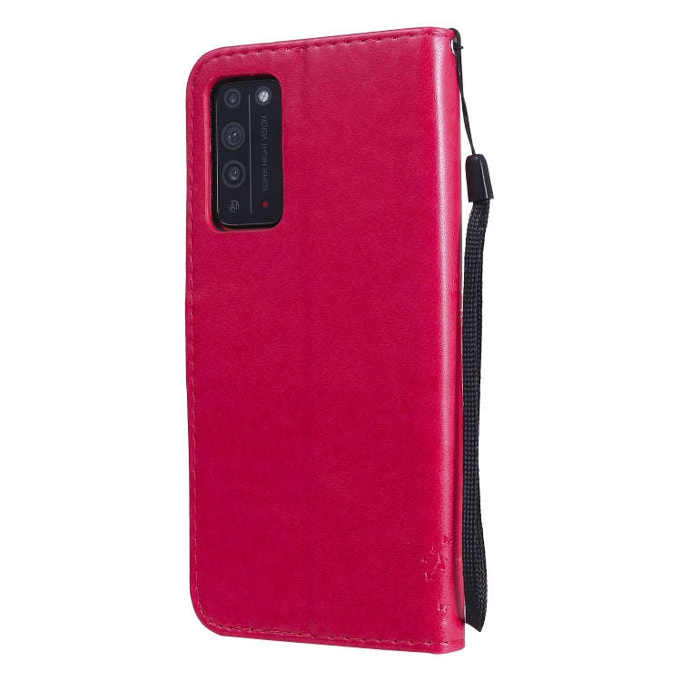 For Huawei Honor X10 5G Tree & Cat Embossed Pattern Horizontal Flip Leather Case with Holder & Ca...