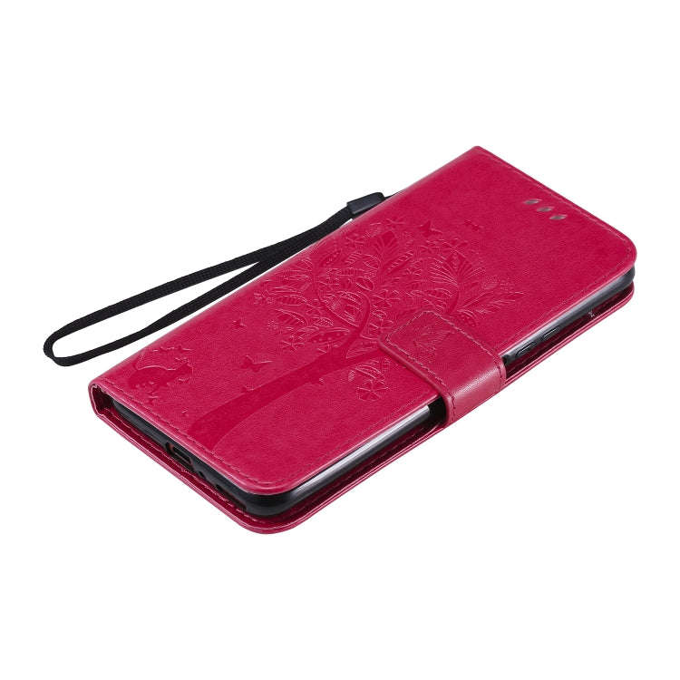 For Huawei Honor X10 5G Tree & Cat Embossed Pattern Horizontal Flip Leather Case with Holder & Ca...