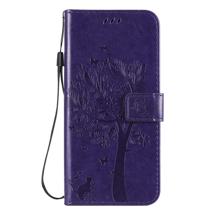 For Huawei Honor X10 5G Tree & Cat Embossed Pattern Horizontal Flip Leather Case with Holder & Ca...