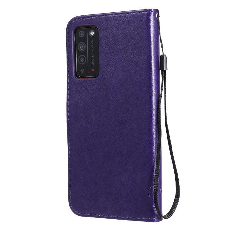 For Huawei Honor X10 5G Tree & Cat Embossed Pattern Horizontal Flip Leather Case with Holder & Ca...