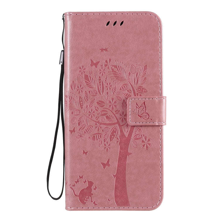 For Huawei Honor X10 5G Tree & Cat Embossed Pattern Horizontal Flip Leather Case with Holder & Ca...