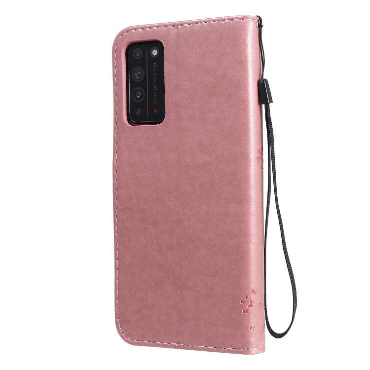 For Huawei Honor X10 5G Tree & Cat Embossed Pattern Horizontal Flip Leather Case with Holder & Ca...