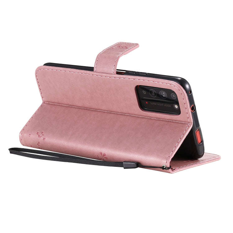 For Huawei Honor X10 5G Tree & Cat Embossed Pattern Horizontal Flip Leather Case with Holder & Ca...