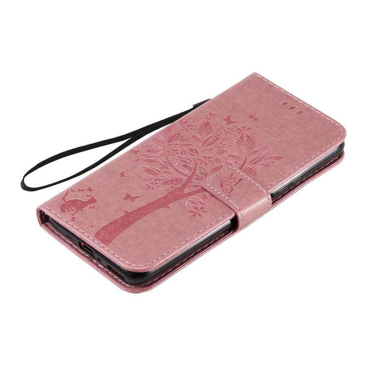 For Huawei Honor X10 5G Tree & Cat Embossed Pattern Horizontal Flip Leather Case with Holder & Ca...
