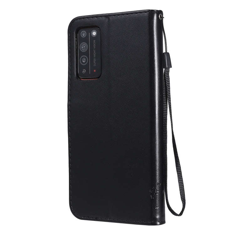 For Huawei Honor X10 5G Tree & Cat Embossed Pattern Horizontal Flip Leather Case with Holder & Ca...