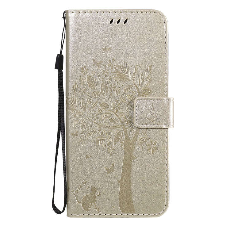 For Huawei Honor X10 5G Tree & Cat Embossed Pattern Horizontal Flip Leather Case with Holder & Ca...