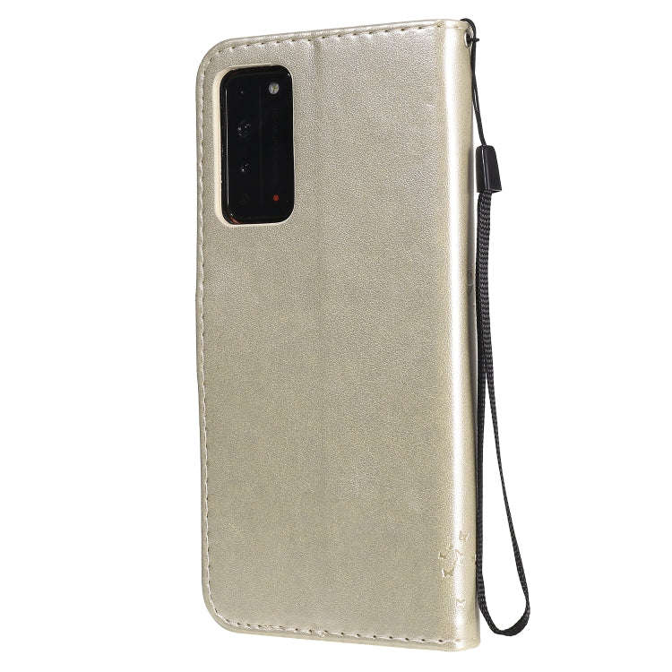 For Huawei Honor X10 5G Tree & Cat Embossed Pattern Horizontal Flip Leather Case with Holder & Ca...
