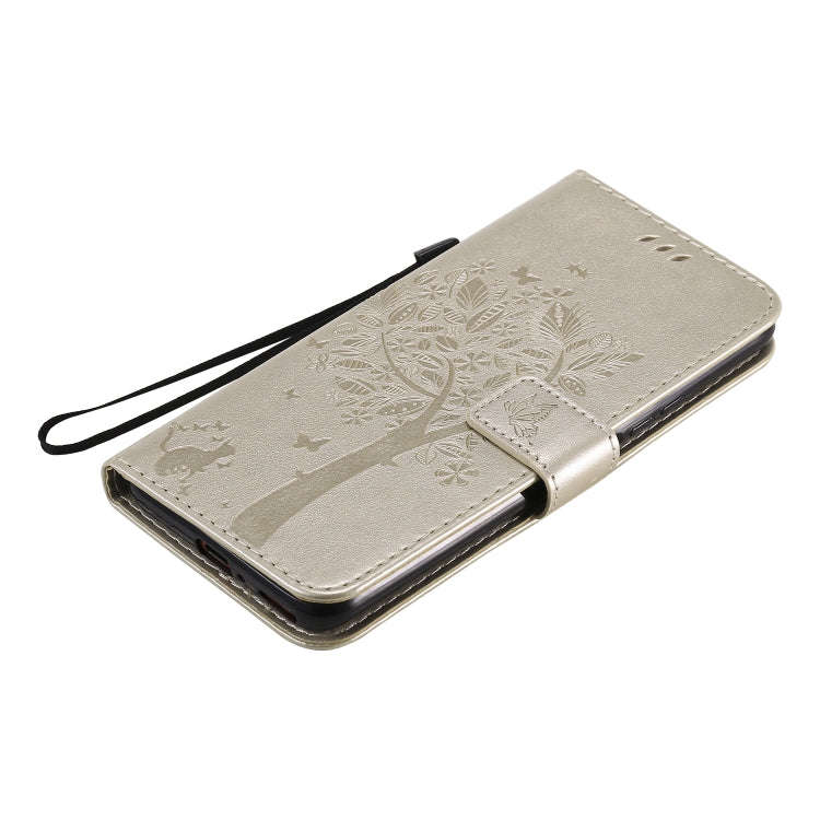 For Huawei Honor X10 5G Tree & Cat Embossed Pattern Horizontal Flip Leather Case with Holder & Ca...