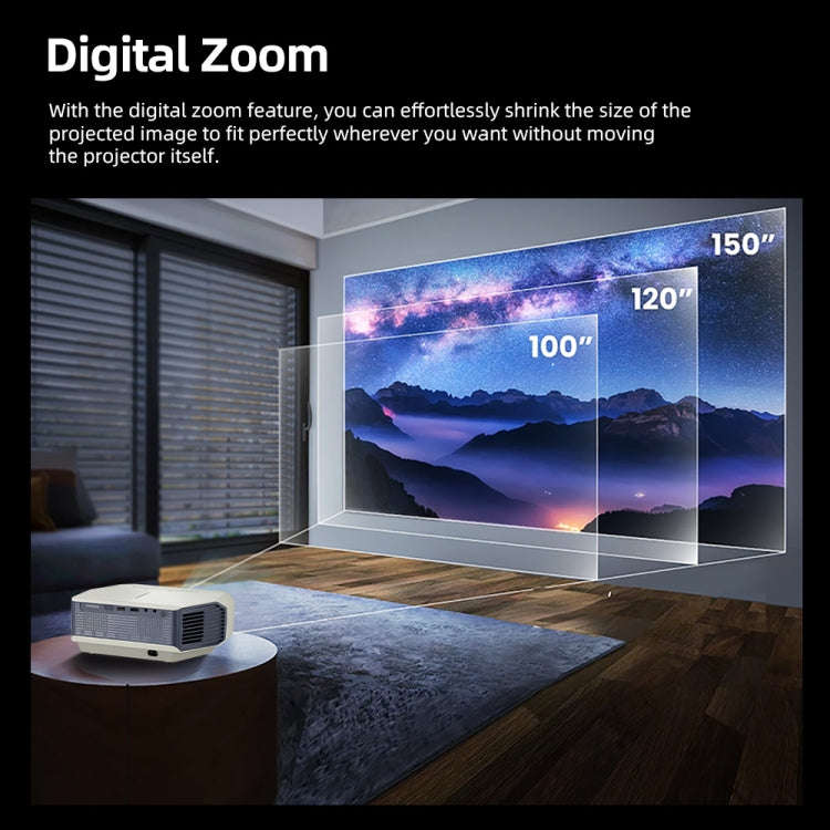 AUN A004 Pro 1920 x 1080P 9000Lumen Android 9.0 Portable LCD Projector, EU Plug(White)