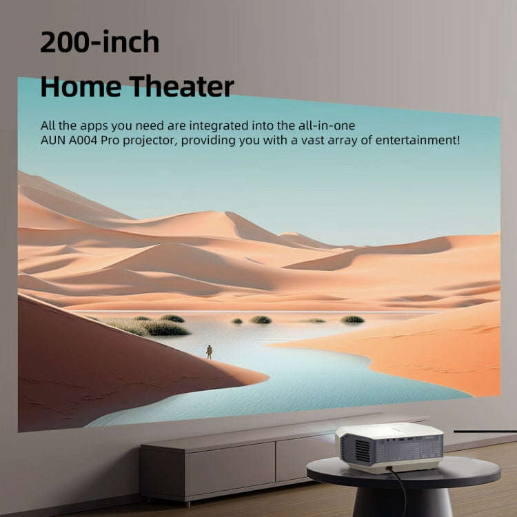 AUN A004 Pro 1920 x 1080P 9000Lumen Android 9.0 Portable LCD Projector, EU Plug(White)