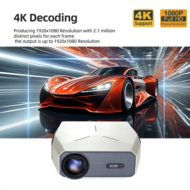 AUN A004 Pro 1920 x 1080P 9000Lumen Android 9.0 Portable LCD Projector, EU Plug(White)