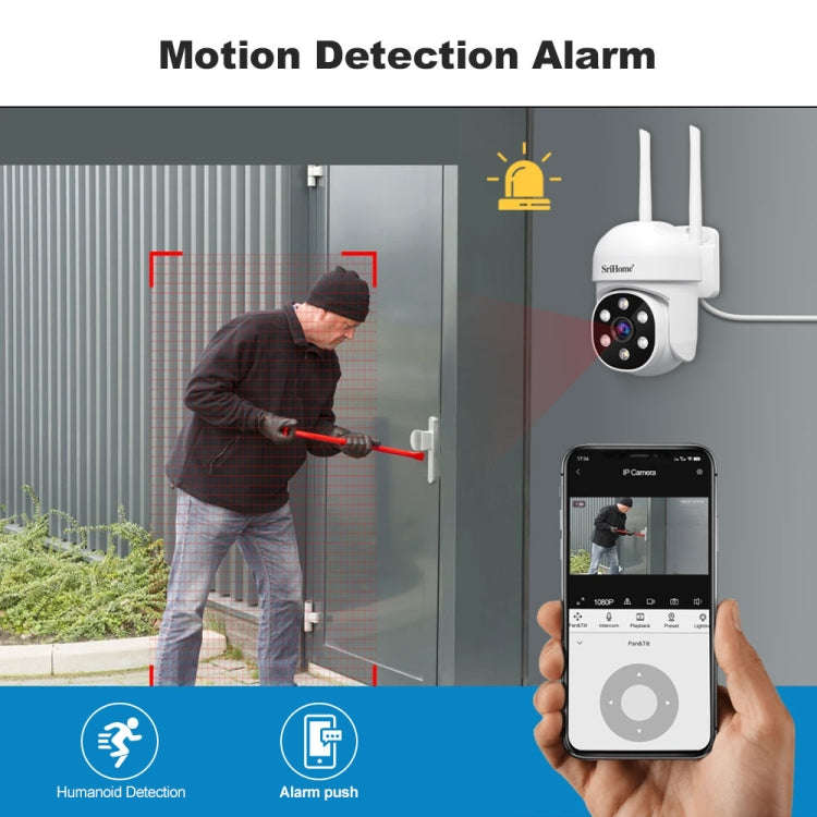 SriHome SH061 2MP AI Humanoid Tracking Infrared Night Vision Camera(UK Plug)