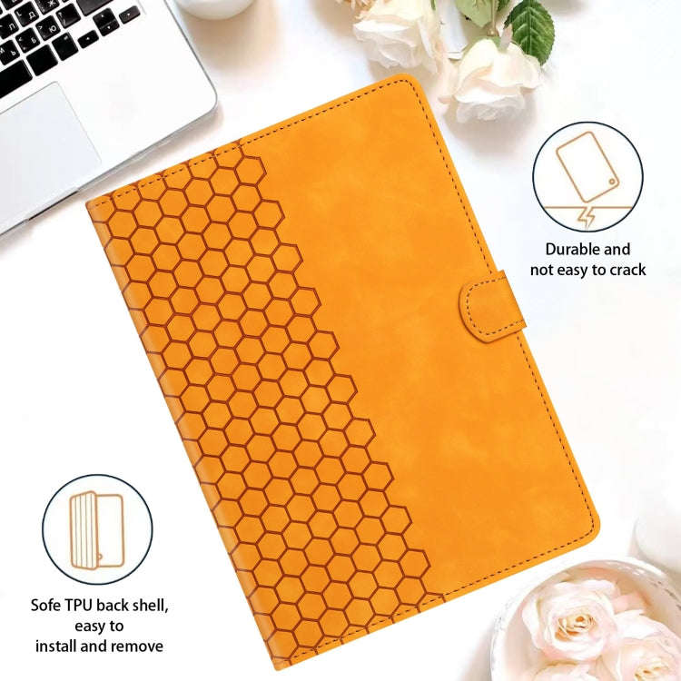 For Huawei MatePad T10 / T10S Honeycomb Embossed Leather Tablet Case(Yellow)