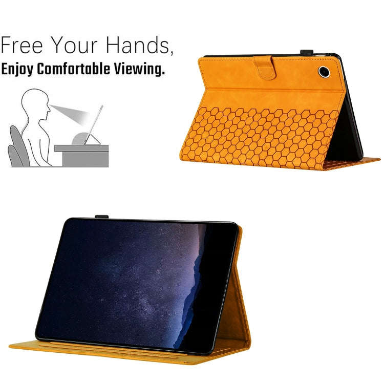 For Huawei MatePad T10 / T10S Honeycomb Embossed Leather Tablet Case(Yellow)