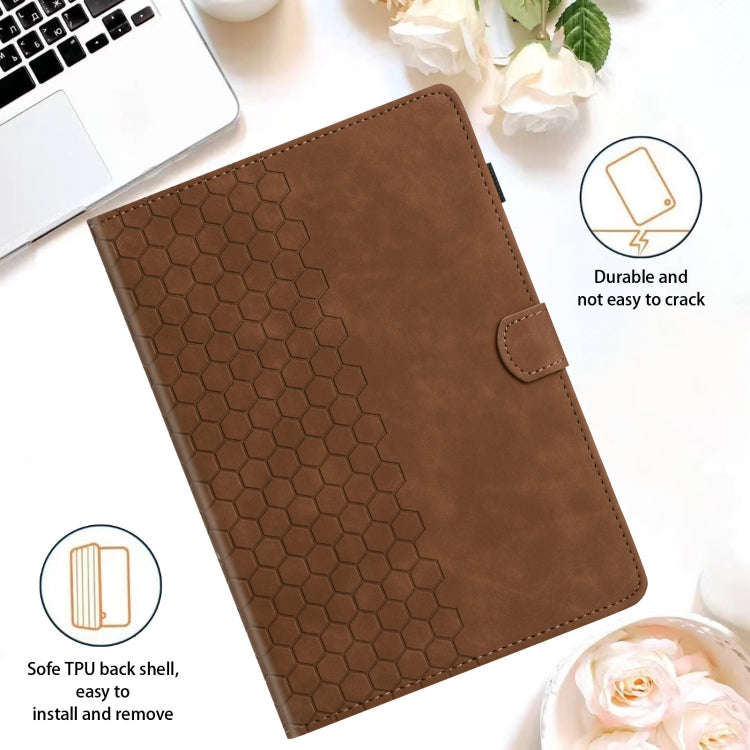 For Huawei MatePad T10 / T10S Honeycomb Embossed Leather Tablet Case(Brown)
