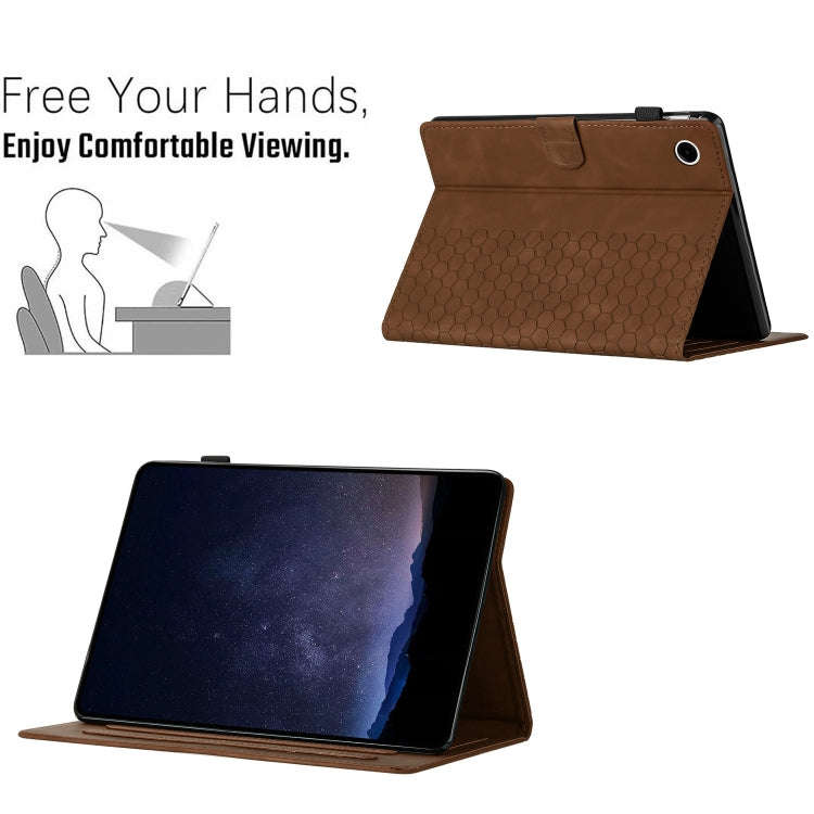 For Huawei MatePad T10 / T10S Honeycomb Embossed Leather Tablet Case(Brown)
