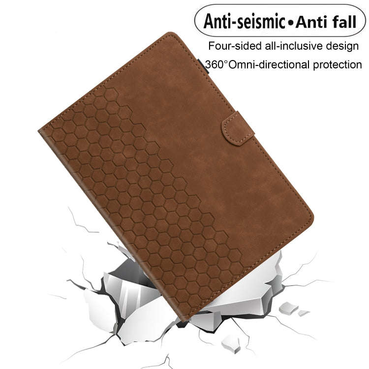 For Huawei MatePad T10 / T10S Honeycomb Embossed Leather Tablet Case(Brown)