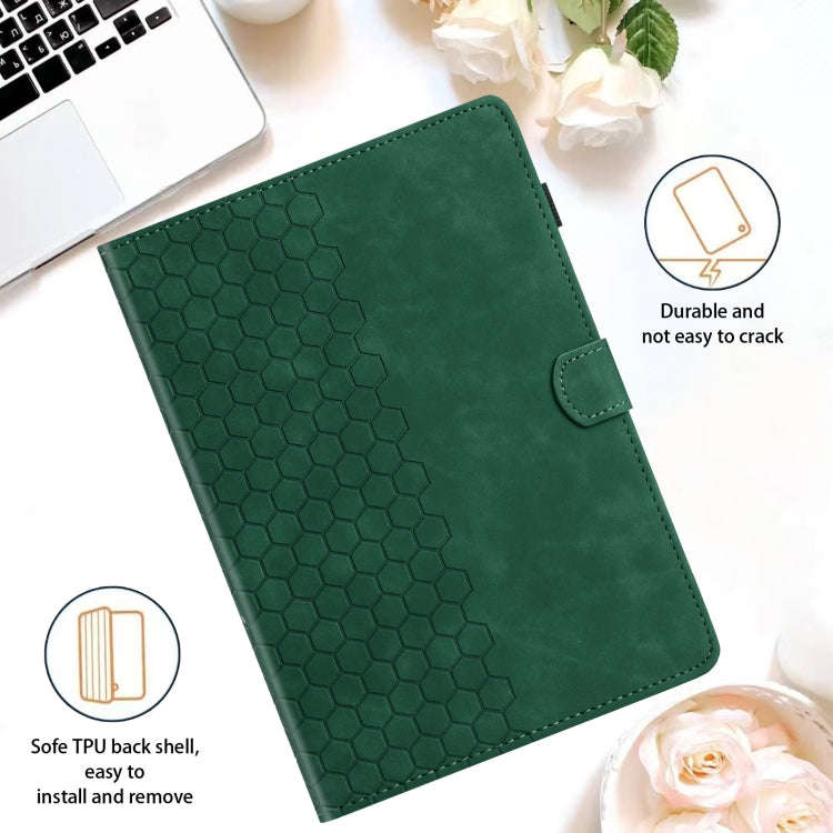 For Huawei MatePad T10 / T10S Honeycomb Embossed Leather Tablet Case(Green)