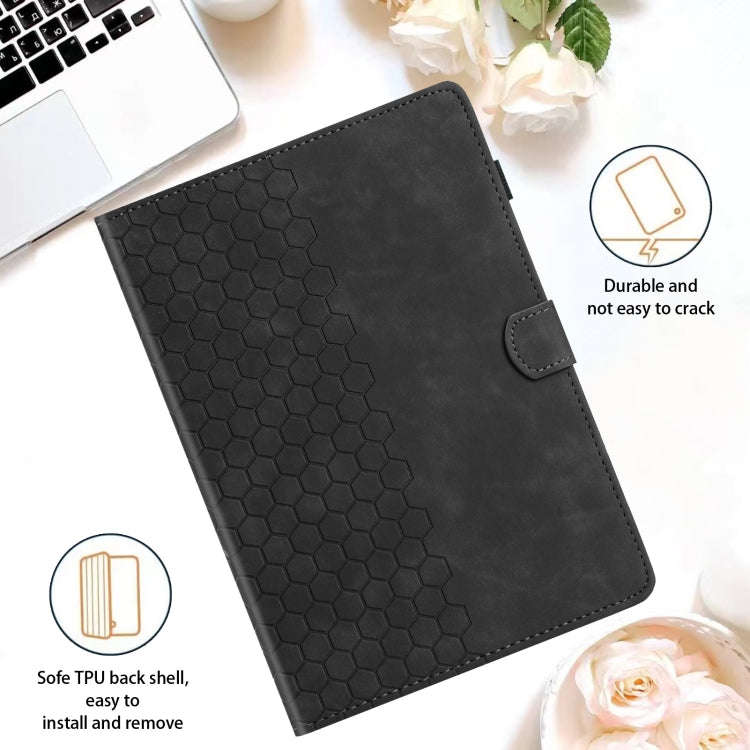 For Huawei MatePad T10 / T10S Honeycomb Embossed Leather Tablet Case(Black)