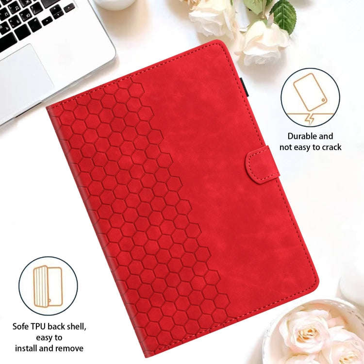 For Huawei MatePad T10 / T10S Honeycomb Embossed Leather Tablet Case(Red)