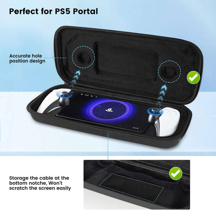 For Sony PlayStation Portal Portable Game Console Storage Bag Kits(Black)