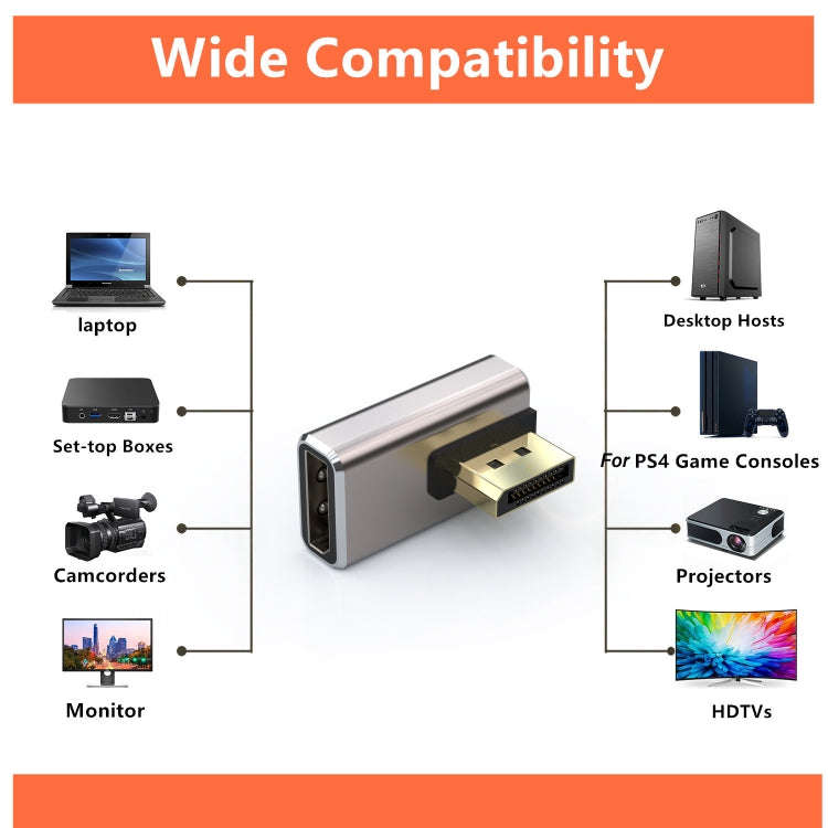 8K PD1.4 Male Displayport to Female Displayport Adapter Converter, Style:A