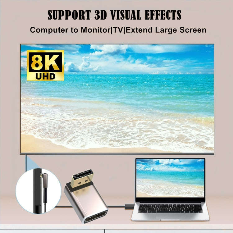 8K 60Hz PD1.4 Male Displayport to Female Displayport Adapter Converter, Angle:Up