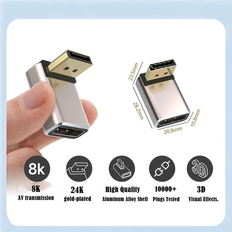 8K 60Hz PD1.4 Male Displayport to Female Displayport Adapter Converter, Angle:Left