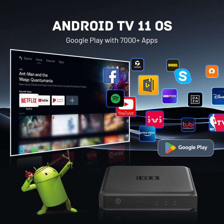 G1 Cortex-A55 Android 11 Quad-core CPU 4K HD Internet Set-top Box with Remote Control, 4GB+32GB(A...