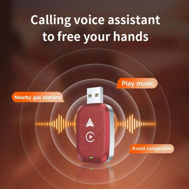 2 in 1 Car Carplay / Android Auto Carplay Box Wired to Wireless Adapter(Red)
