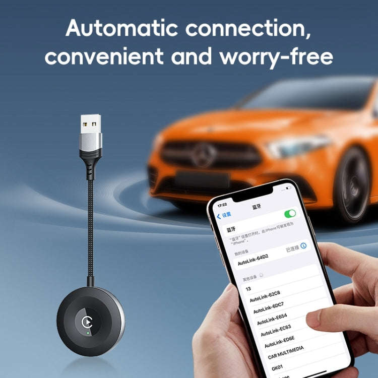 USB, USB-C / Type-C Wired to Wireless Car CarPlay Box Adapter for iPhone(Black)