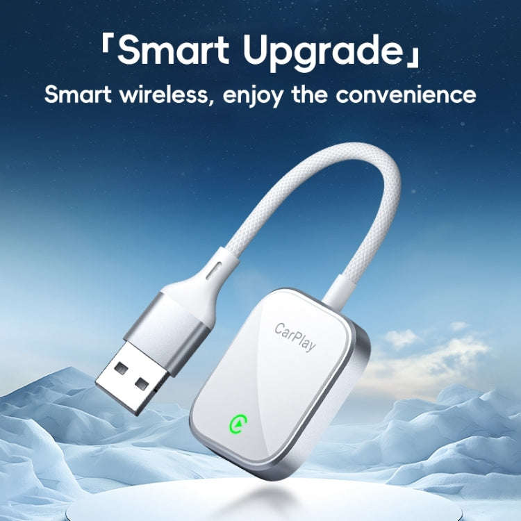 USB, USB-C / Type-C Dual Interface Wired to Wireless Car CarPlay Box Adapter for iPhone(White)