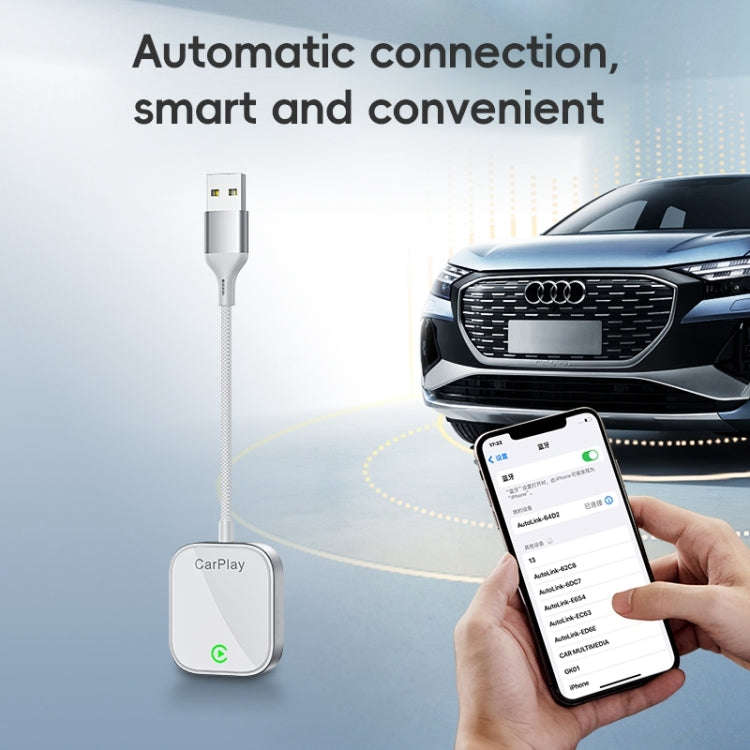 USB, USB-C / Type-C Dual Interface Wired to Wireless Car CarPlay Box Adapter for iPhone(Black)
