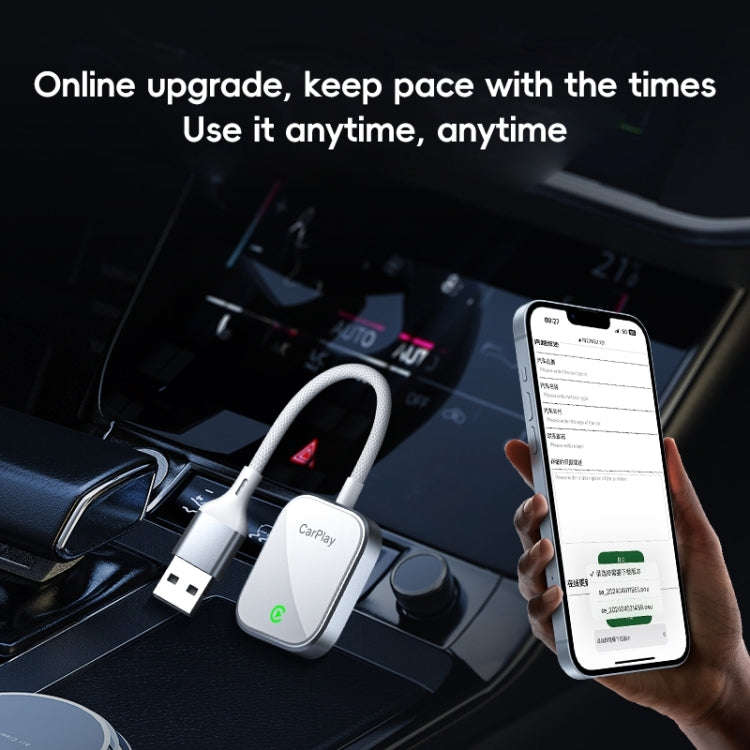 USB, USB-C / Type-C Dual Interface Wired to Wireless Car CarPlay Box Adapter for iPhone(White)
