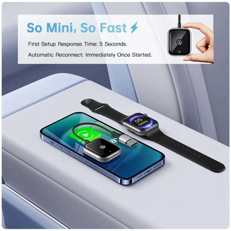 For iPhone Car Apple CarPlay Box Wired to Wireless Adapter(Black)