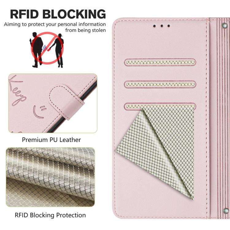 For Honor X6c 4G Smile Embossing RFID Leather Phone Case(Pink)