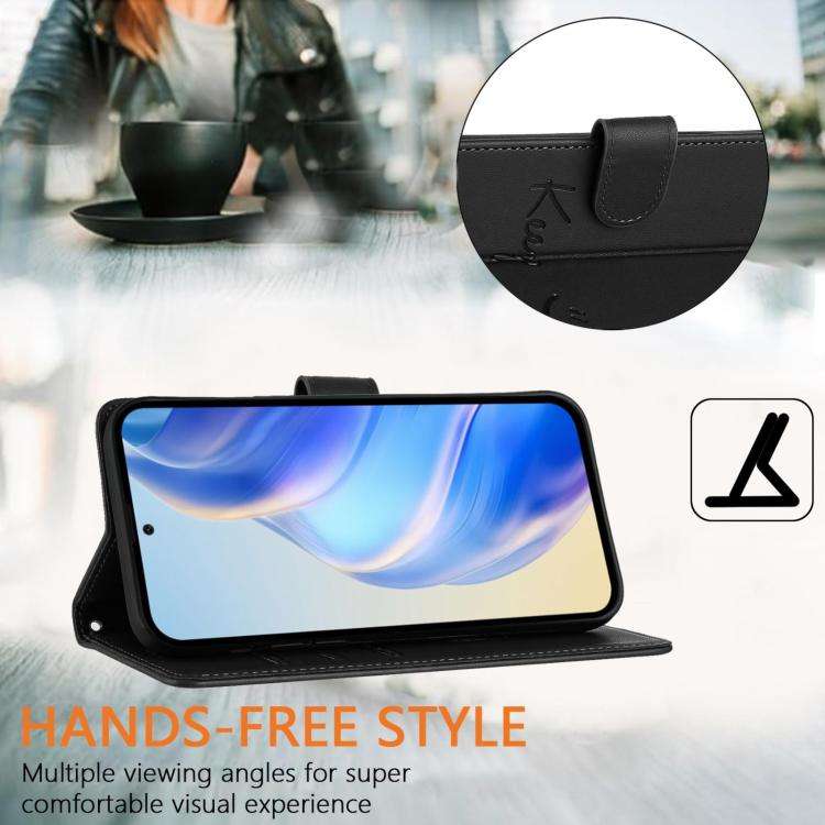 For Honor X6c 4G Smile Embossing RFID Leather Phone Case(Black)