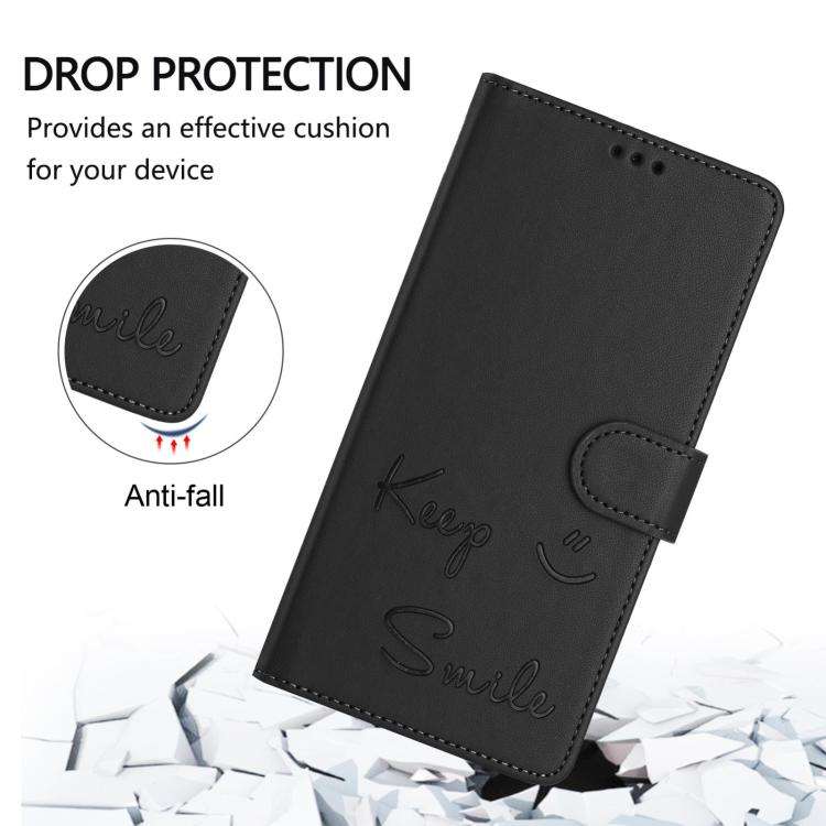 For Honor X6c 4G Smile Embossing RFID Leather Phone Case(Black)