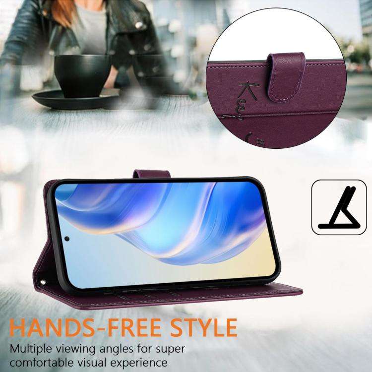 For Honor X6c 4G Smile Embossing RFID Leather Phone Case(Violet)