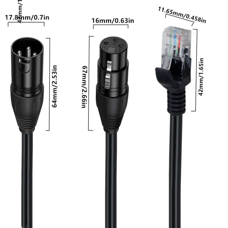 XLR 3 Pin Male to RJ45 Male Network Extension Cable for DMX-CON Controller Series, Length: 30cm(B...