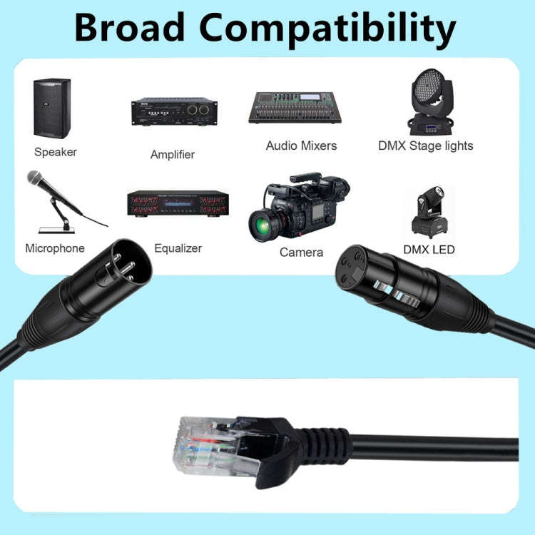 XLR 3 Pin Male to RJ45 Male Network Extension Cable for DMX-CON Controller Series, Length: 30cm(B...