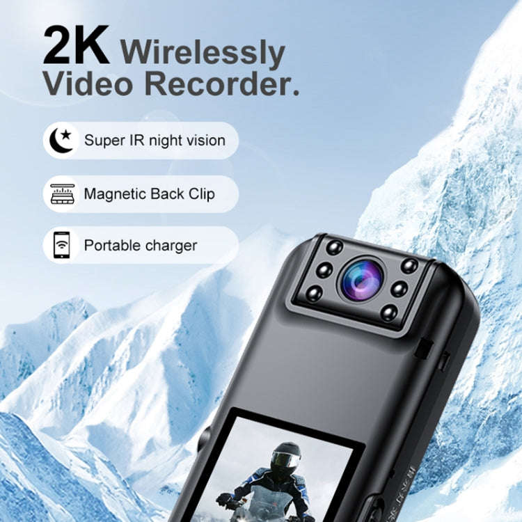A82 IR Night Vision Rotating Lens 2K HD Video WiFi Recorder with Back Clip(Black)