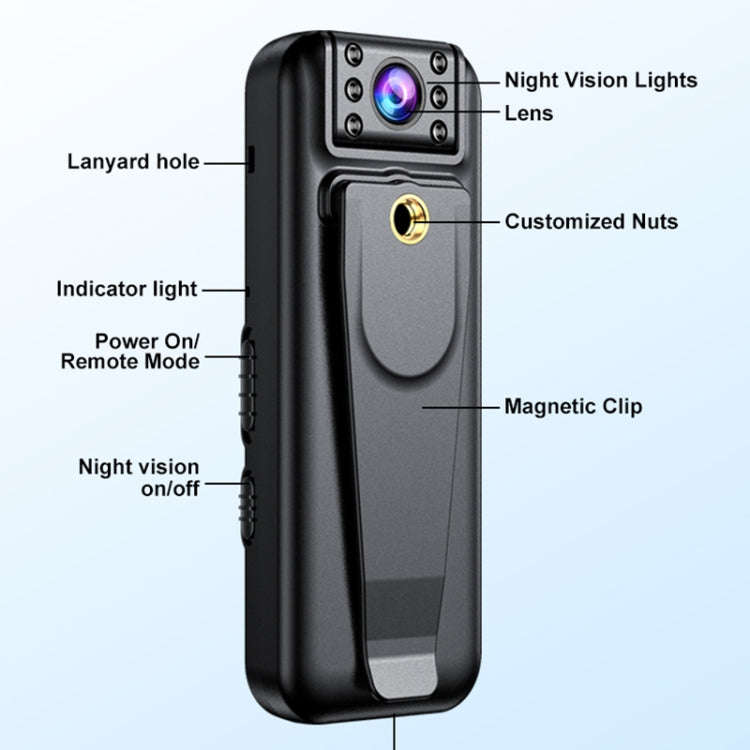 A82 IR Night Vision Rotating Lens 2K HD Video WiFi Recorder with Back Clip(Black)