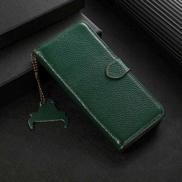 For Motorola Edge 50 Neo Genuine Leather Litchi Texture RFID Leather Phone Case(Green)
