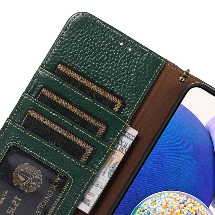 For Motorola Edge 50 Neo Genuine Leather Litchi Texture RFID Leather Phone Case(Green)