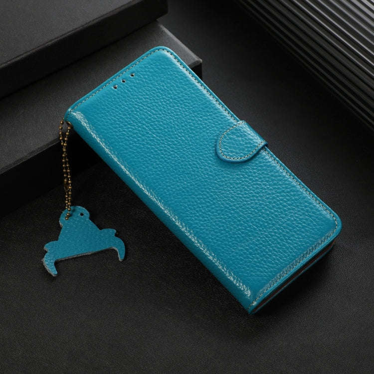 For Motorola Edge 50 Neo Genuine Leather Litchi Texture RFID Leather Phone Case(Blue)
