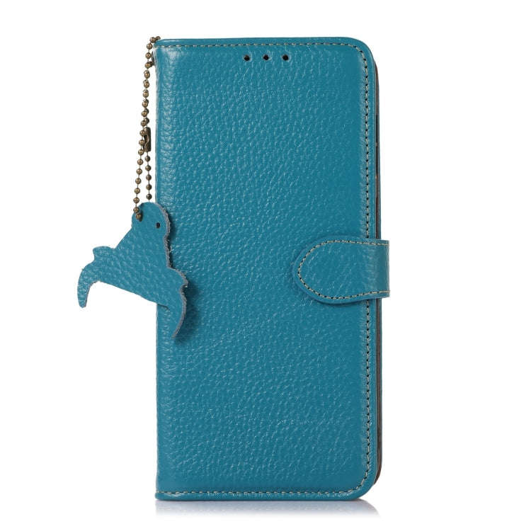 For Motorola Edge 50 Neo Genuine Leather Litchi Texture RFID Leather Phone Case(Blue)